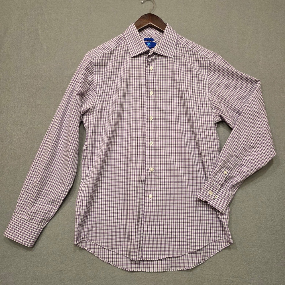 Egara Mens Purple Checked Non-Iron Button Up Long Sleeve Size Medium